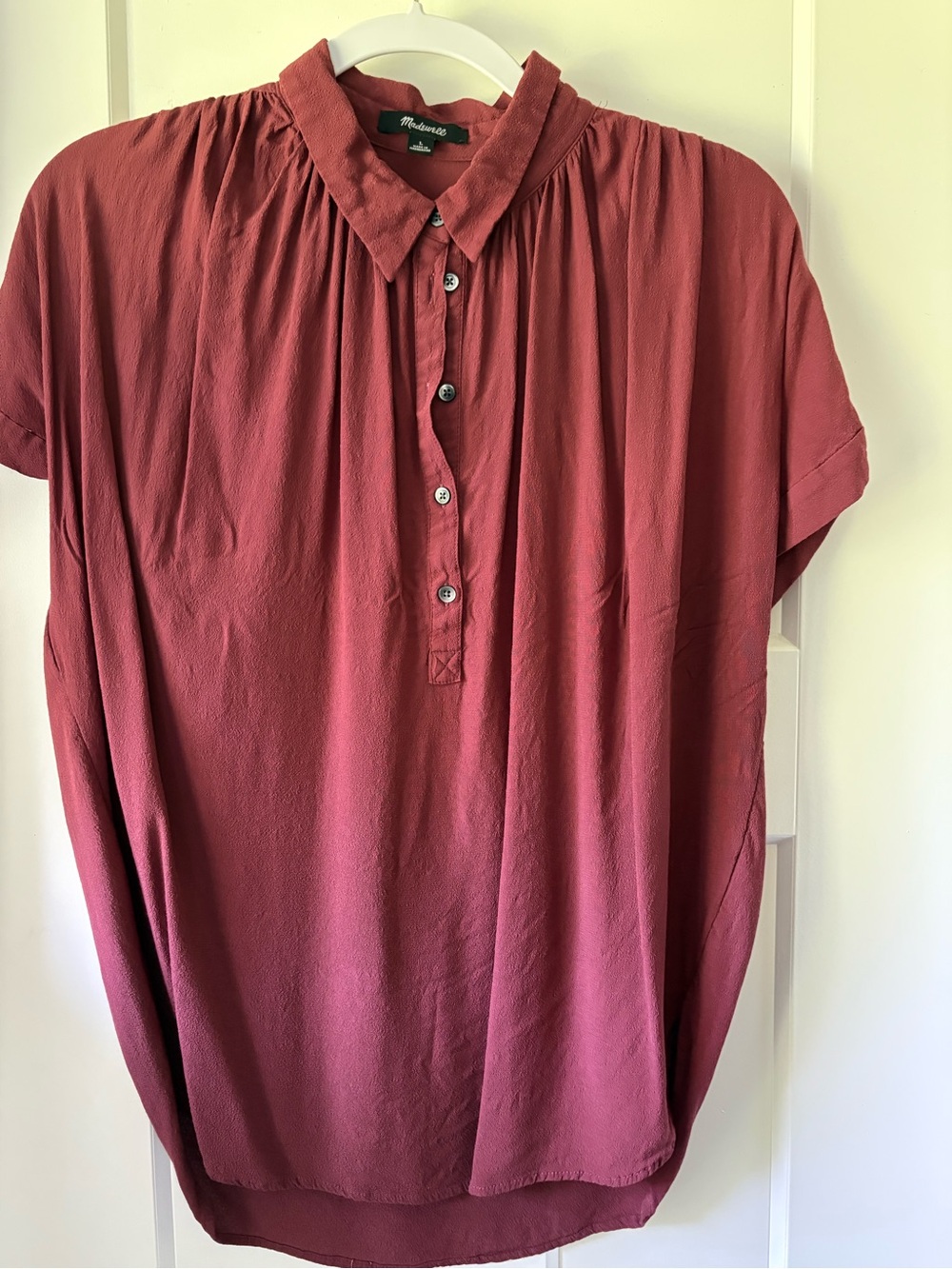 Madewell Central Popover Shirt - Burgundy - Size Large